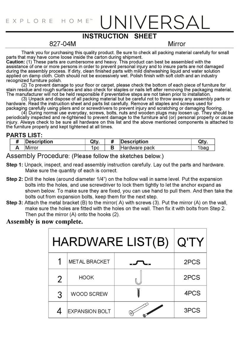 Universal Explore Home 827-04M instruction sheet Universal Explore Home 827-04M instruction sheet
