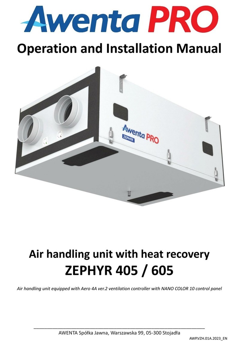 Awenta PRO ZEPHYR 405 Operation and installation manual Awenta PRO ZEPHYR 405 Operation and installation manual
