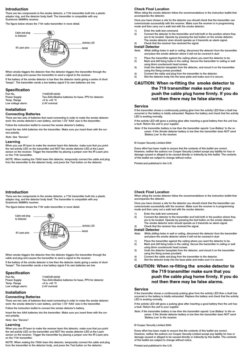 Cooper Scantronic 719r installation guide