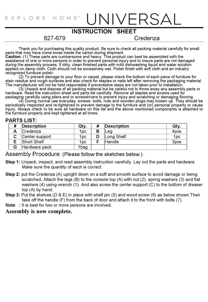 Universal Explore Home Credenza 827-679 instruction sheet Universal Explore Home Credenza 827-679 instruction sheet