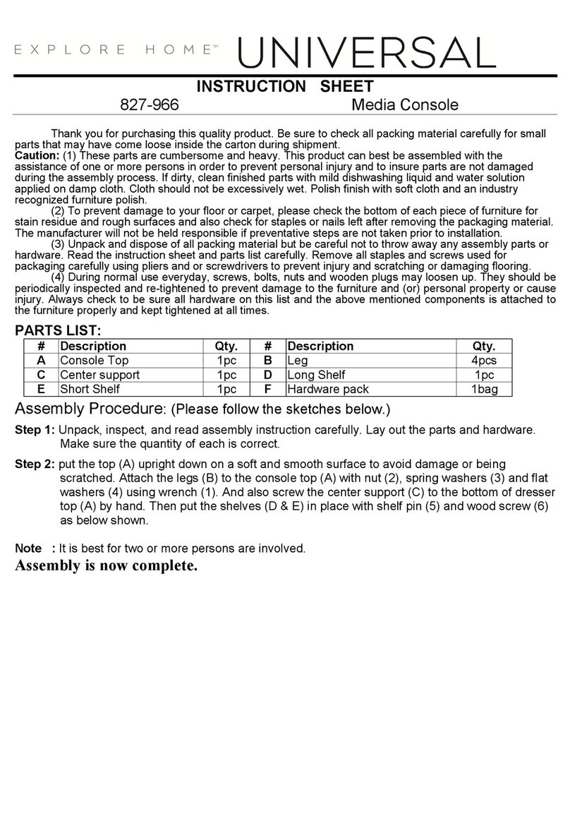 Universal Explore Home 827-966 instruction sheet