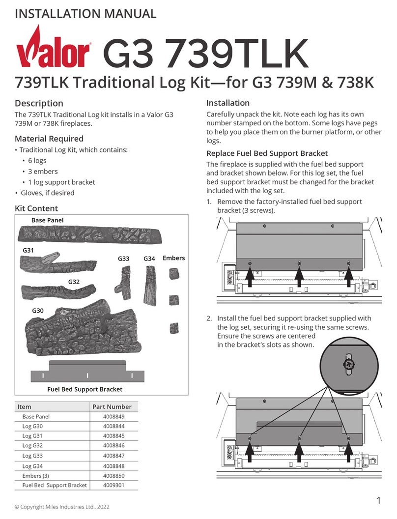 Valor 739TLK Traditional Log Kit User manual Valor 739TLK Traditional Log Kit User manual