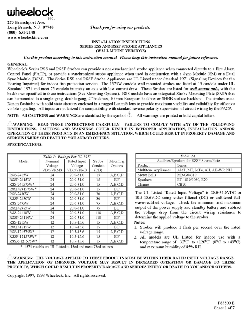 Wheelock RSSX-121575W User manual