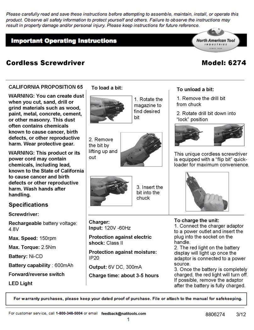 North American Tool 6274 operating instructions