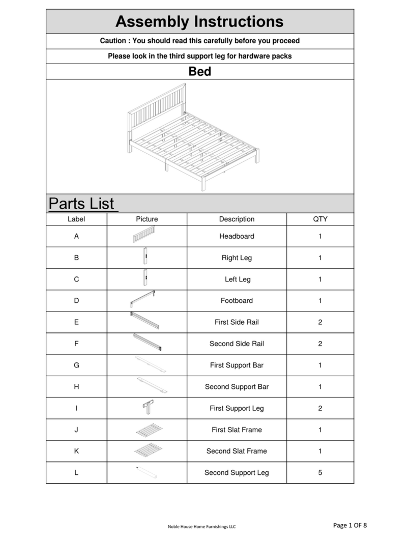 Noble House Home Furnishings Bed Assembly instructions
