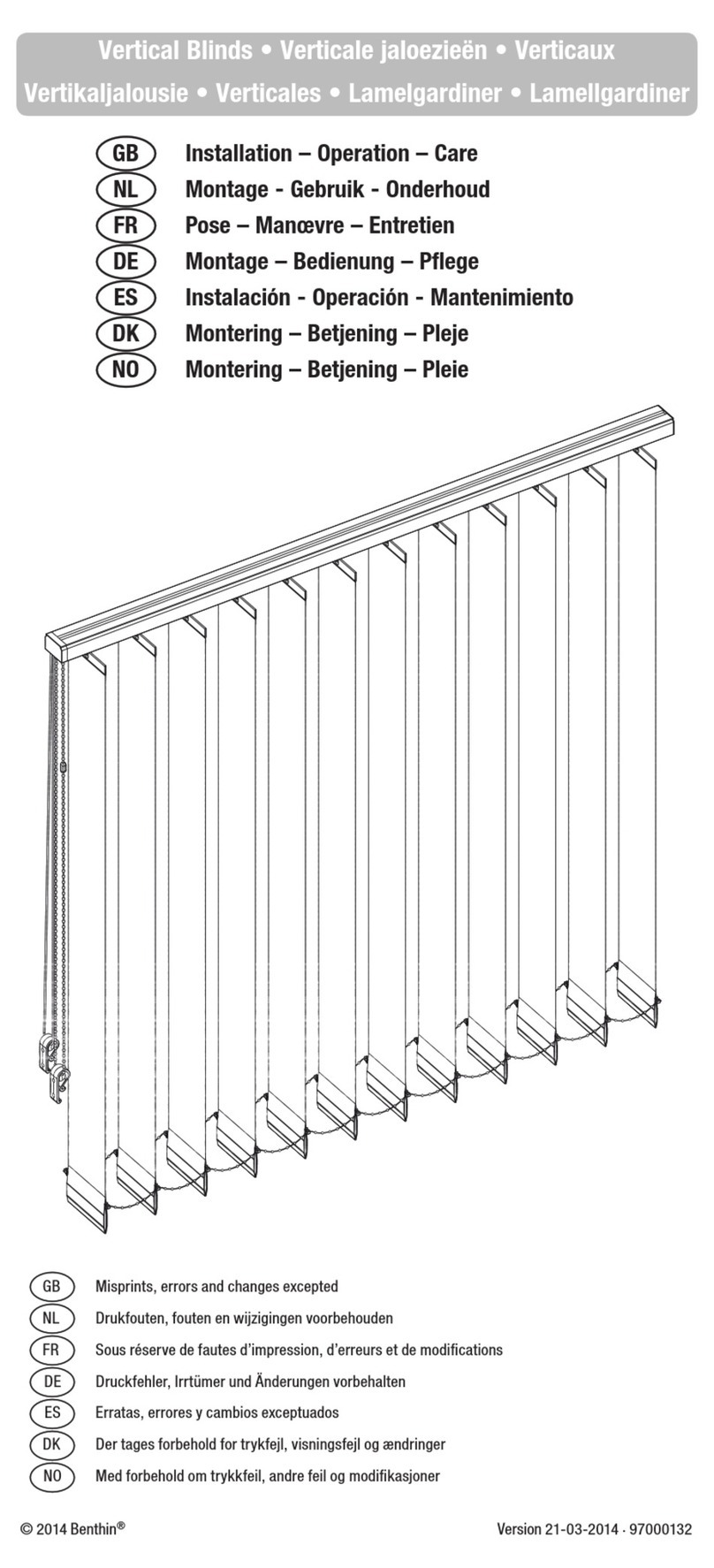 Benthin Vertical Blinds Parts list manual Benthin Vertical Blinds Parts list manual