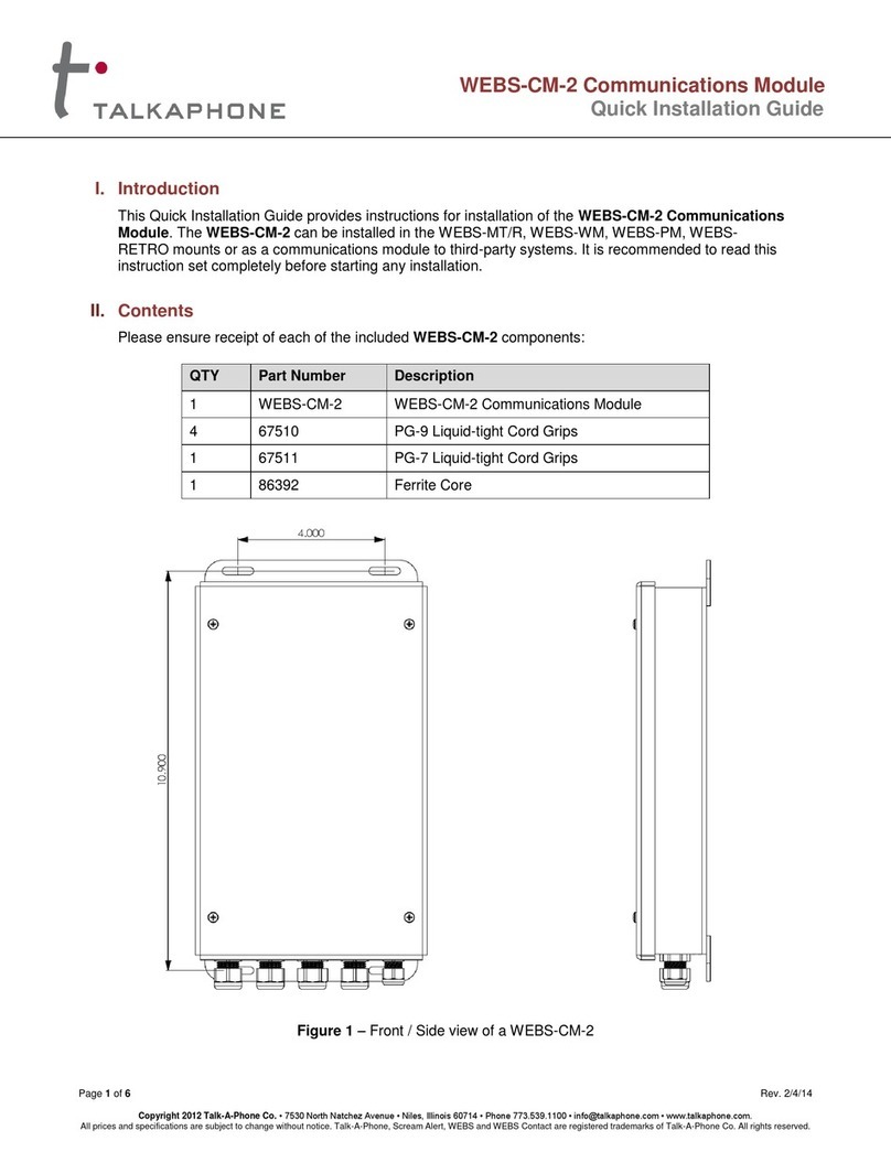 Talkaphone WEBS-CM-2 Quick installation guide