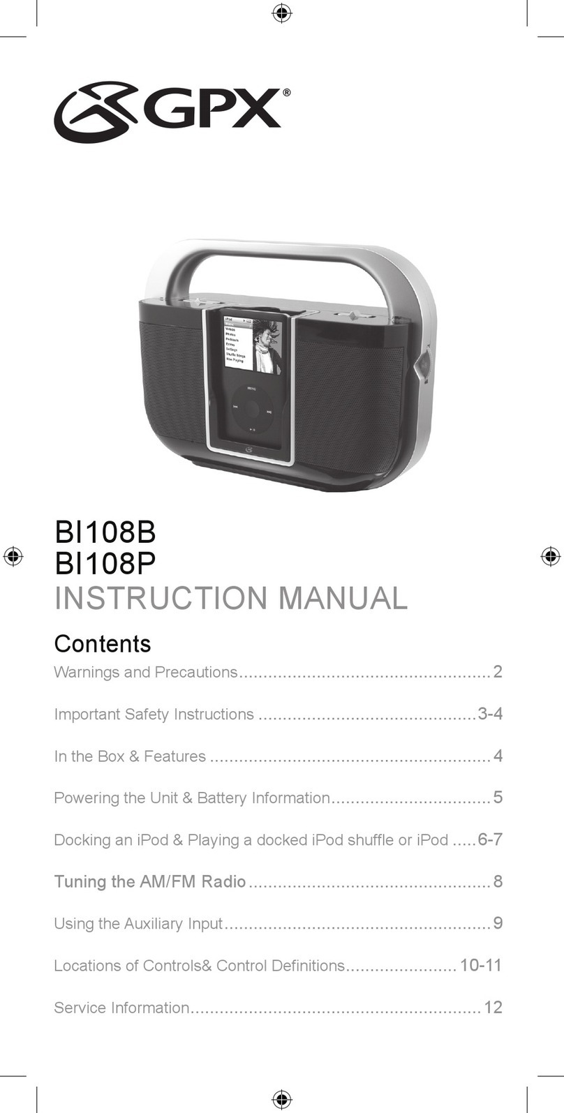 GPX BI108P instruction manual