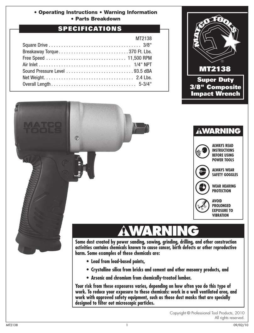 Matco MT2138 Operating instructions, warning information, parts breakdown