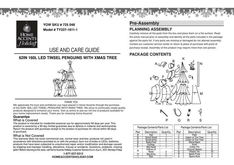 Home Accents Holiday TY337-1611-1 Use and care guide