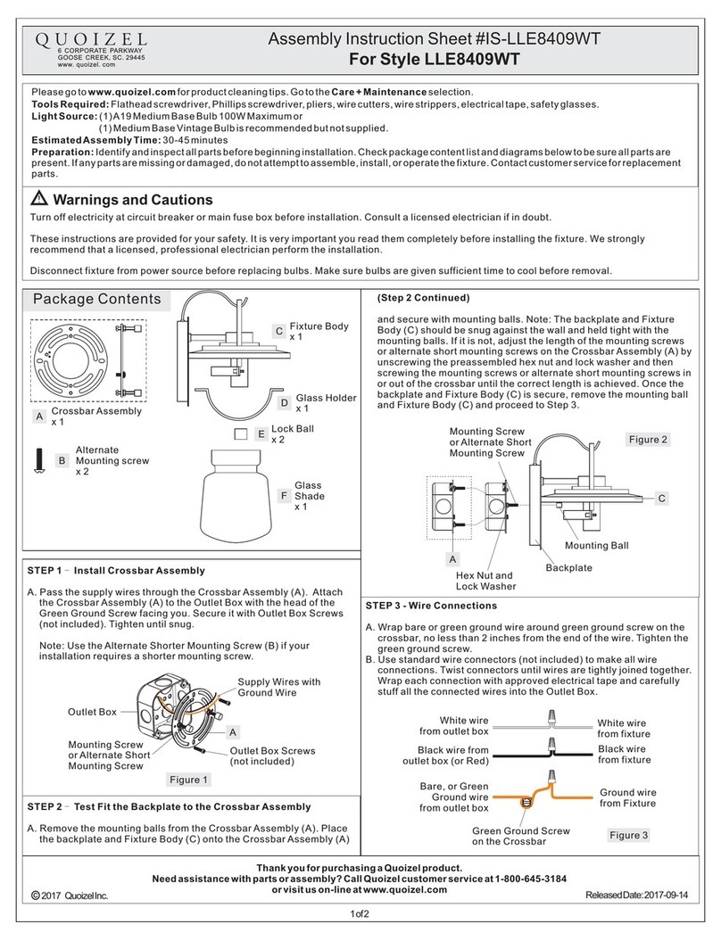 Quoizel LaSalle LLE8409WT Mounting instructions Quoizel LaSalle LLE8409WT Mounting instructions
