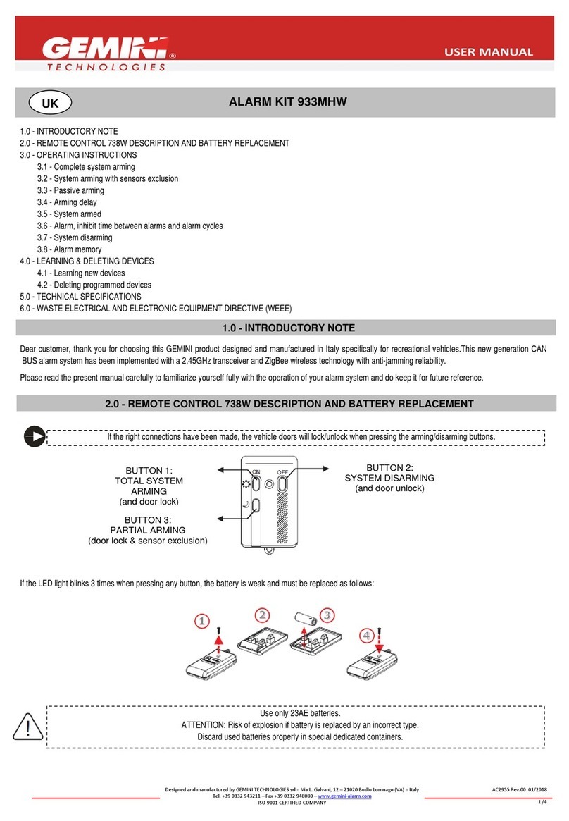 Gemini 933MHW User manual