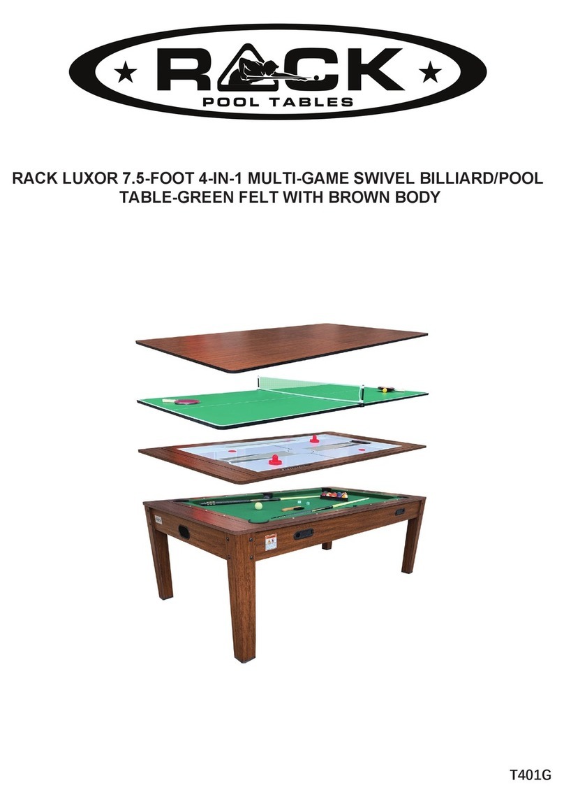 Rack Pool Tables T401G manual