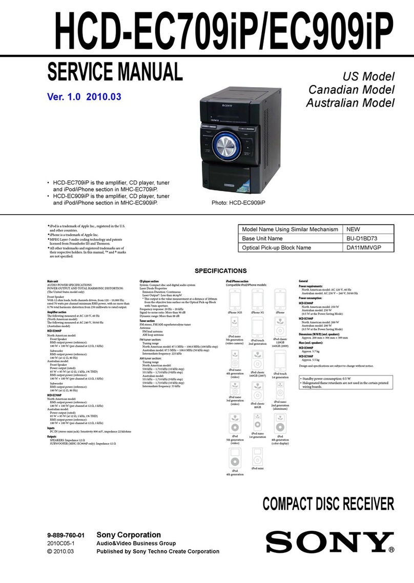 Sony HCD-EC709iP - Cd Deck Receiver Component Service manual