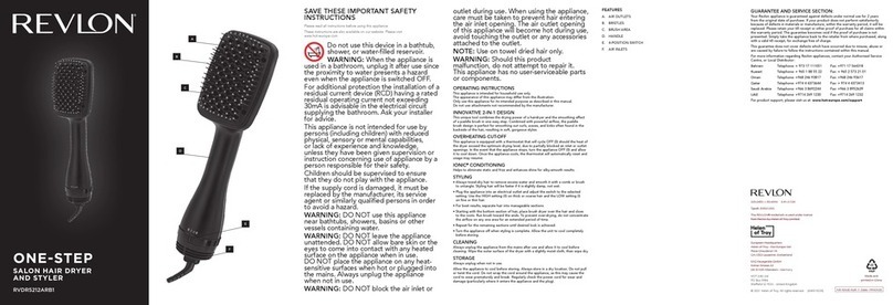 REVLON ONE-STEP RVDR5212ARB1 User manual