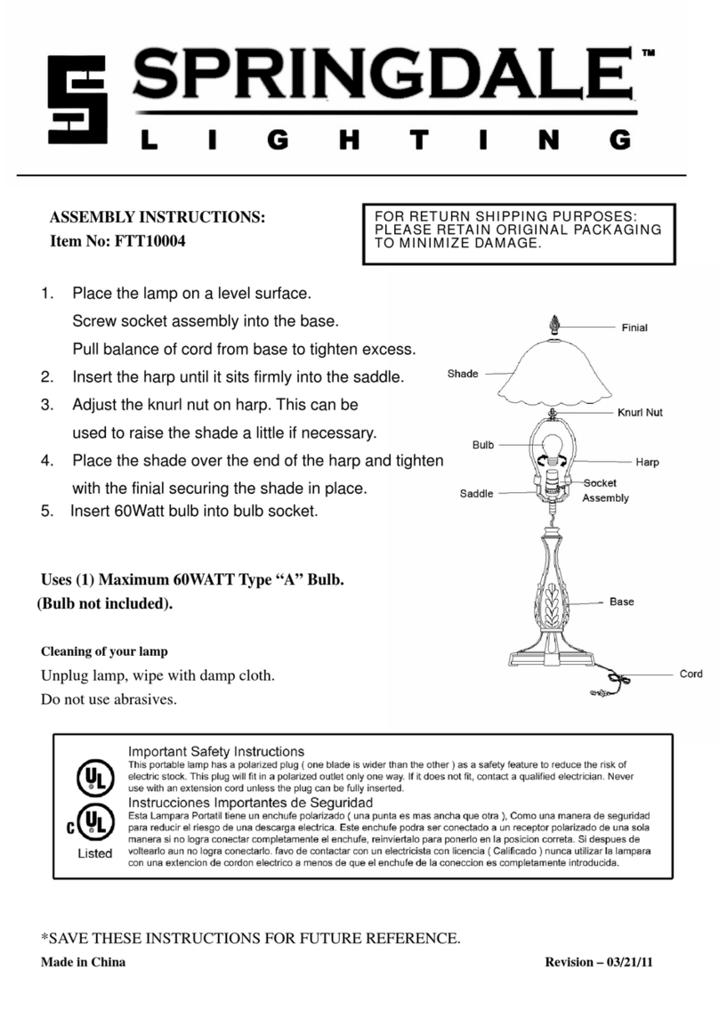 Springdale Lighting FTT10004 Assembly instructions Springdale Lighting FTT10004 Assembly instructions