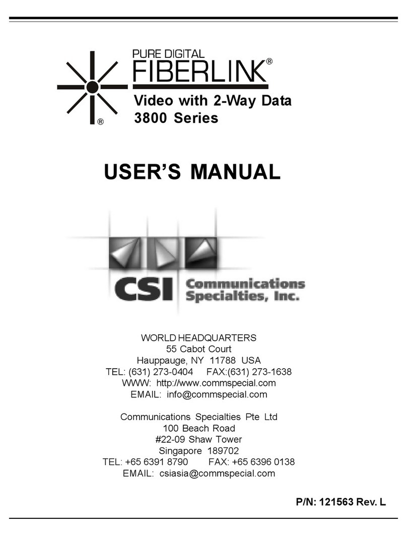 Communications Specialties Pure Digital FIBERLINK 3800 Series User manual