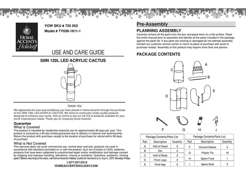 Home Accents Holiday TY036-1611-1 Use and care guide