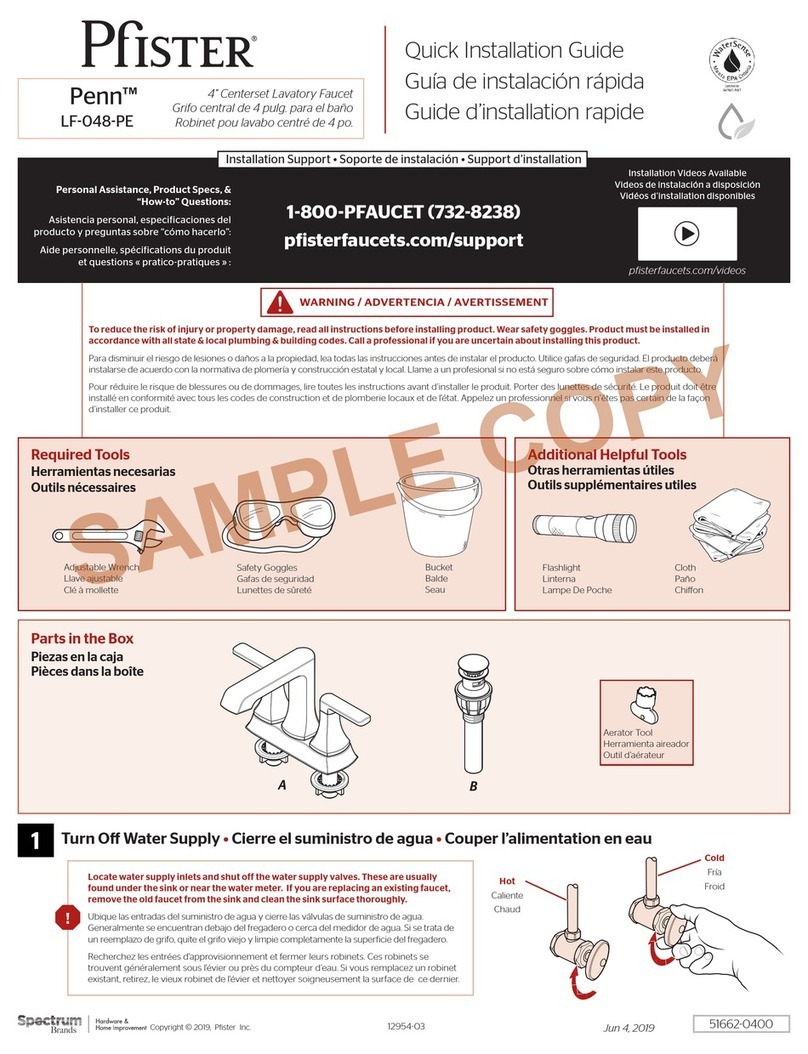 Spectrum Brands Pfister Penn LF-048-PE Quick installation guide