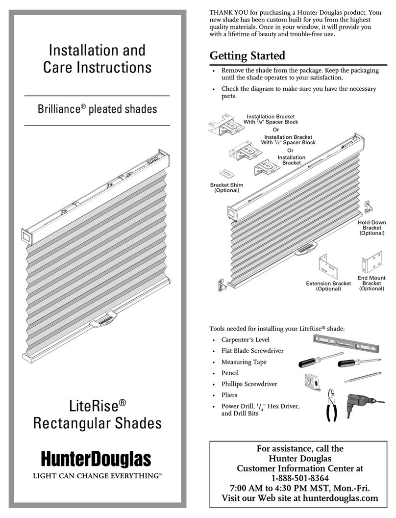 HunterDouglas Brilliance INSTALLATION AND CARE INSTRUCTIONS
