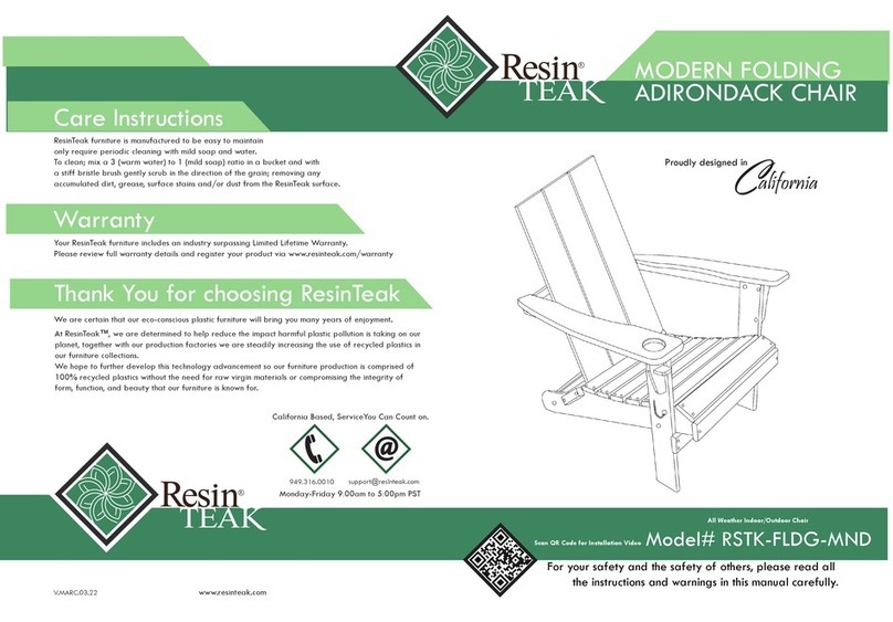 ResinTEAK FURNITURE California RSTK-FLDG-MND quick start guide ResinTEAK FURNITURE California RSTK-FLDG-MND quick start guide