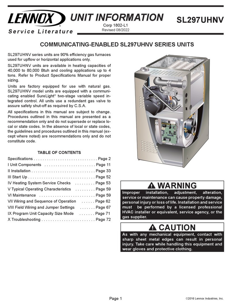 Lennox SL297UHNV Series Installation and operation manual