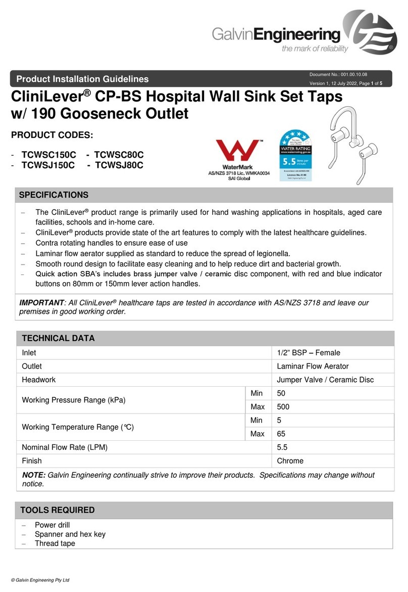 Galvin Engineering CliniLever TCWSC150C Instruction sheet Galvin Engineering CliniLever TCWSC150C Instruction sheet