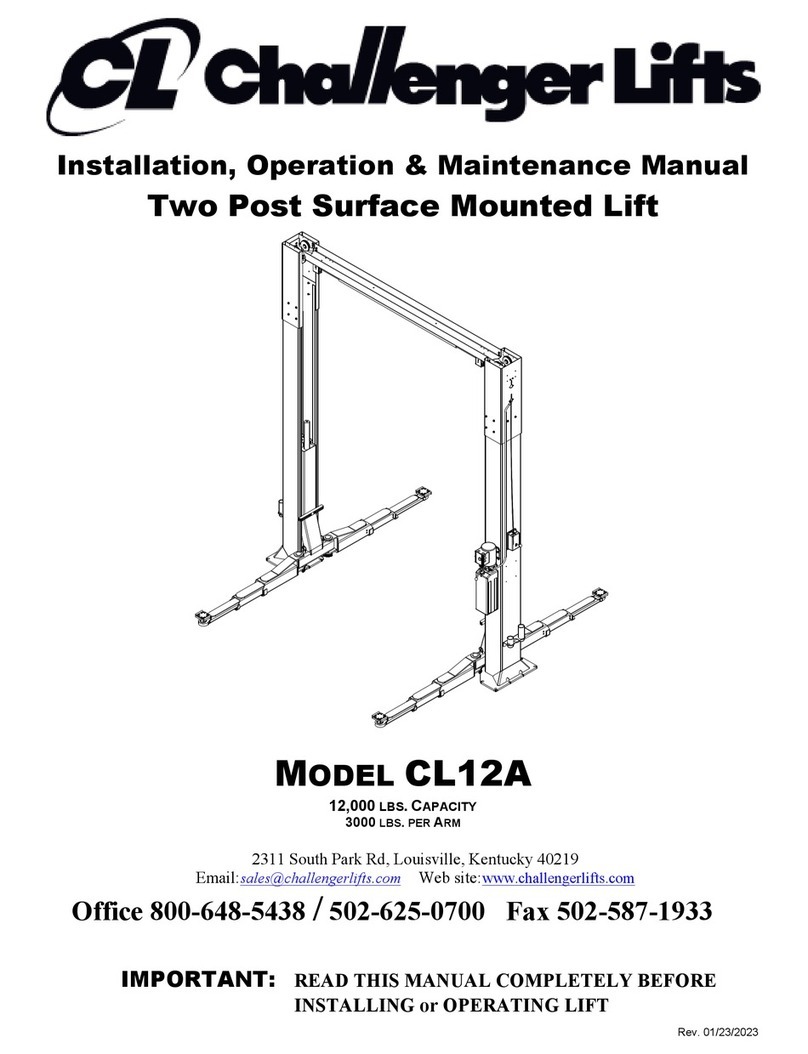 Challenger Lifts CL12A Installation, operation & maintenance manual