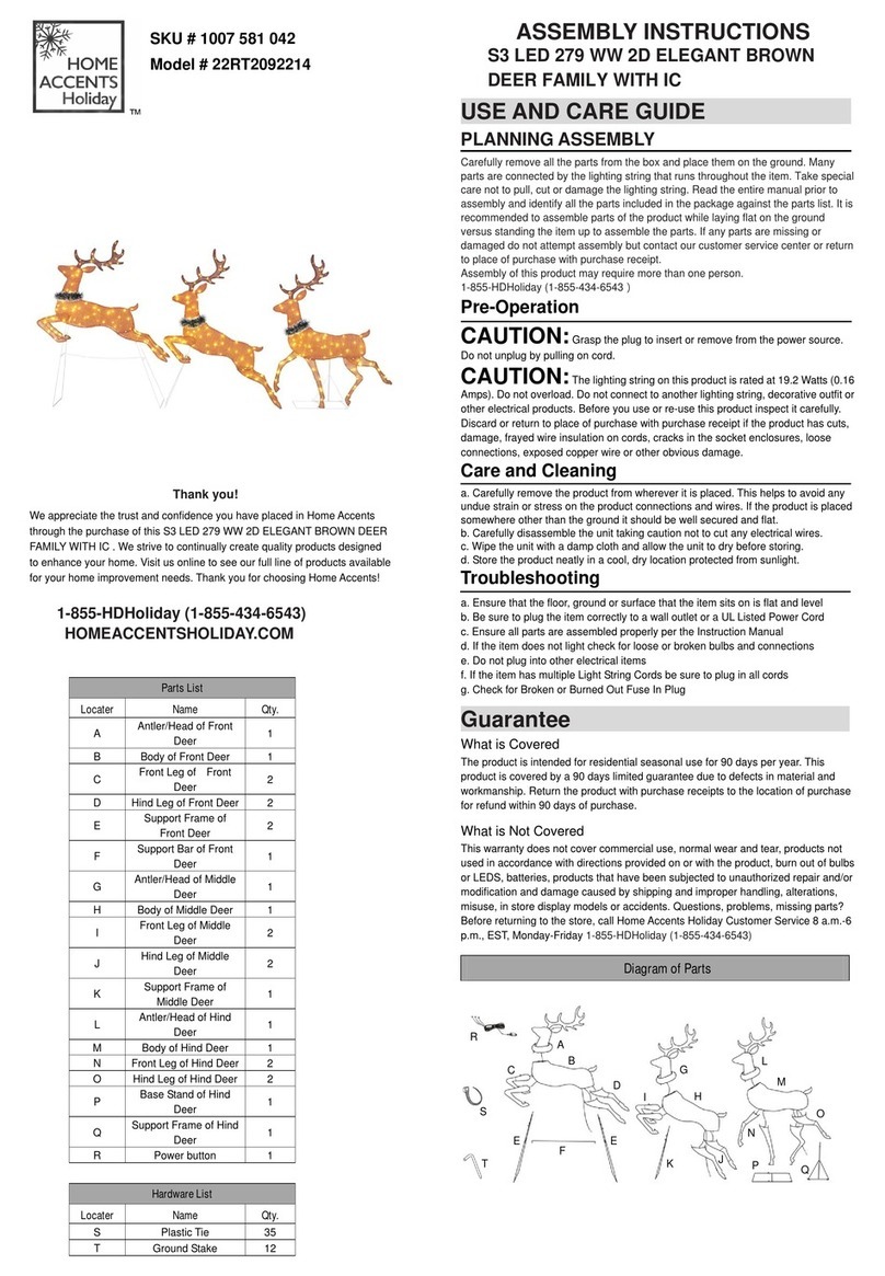 Home Accents Holiday S3 LED 279 WW 2D ELEGANT BROWN DEER FAMILY WITH... Assembly instructions
