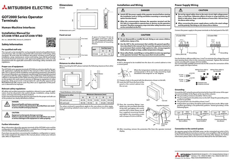 Mitsubishi Electric GT2308-VTBA installation manual