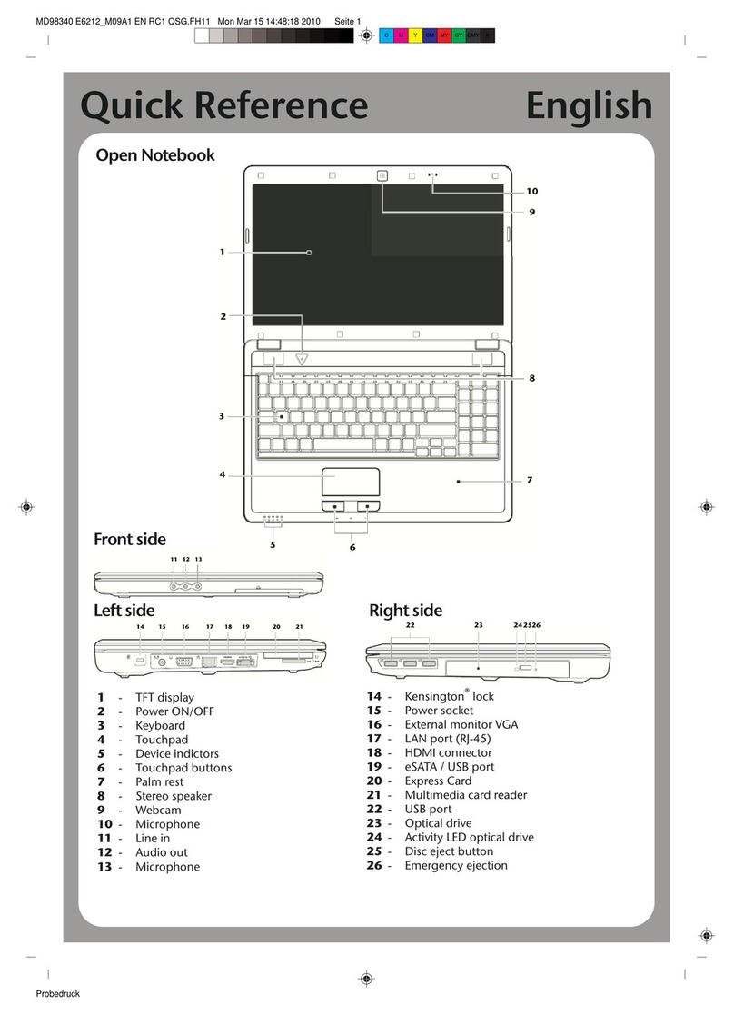 Medion MD98340 quick reference