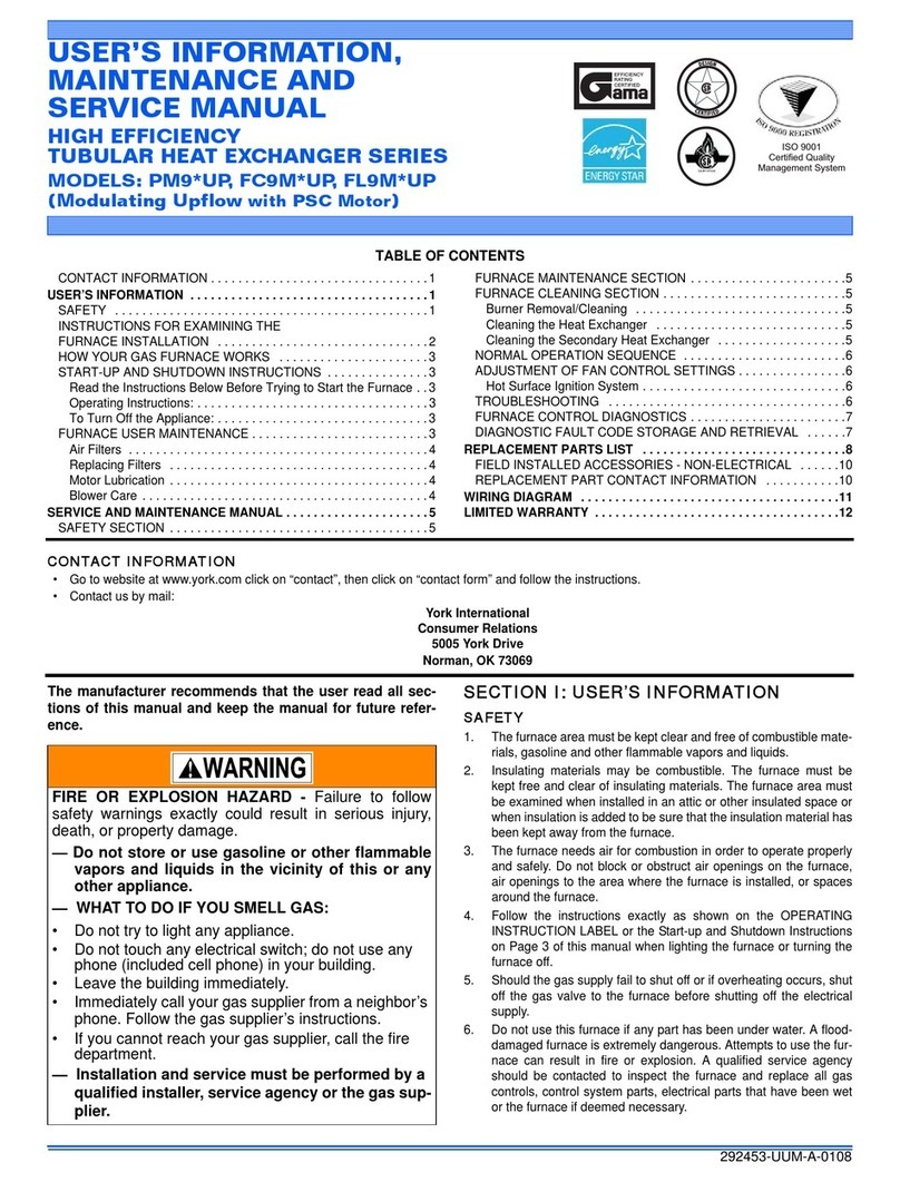 Unitary products group PM9 UP Series User's information, maintenance and service manual Unitary products group PM9 UP Series User's information, maintenance and service manual