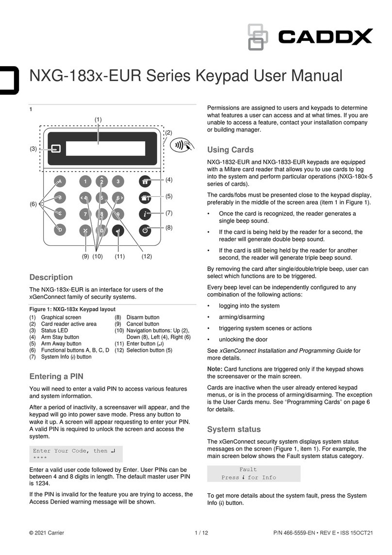 CADDX NXG-183x-EUR Series User manual