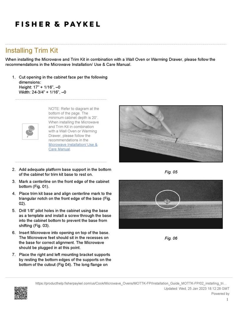 Fisher & Paykel Installing Trim Kit User manual