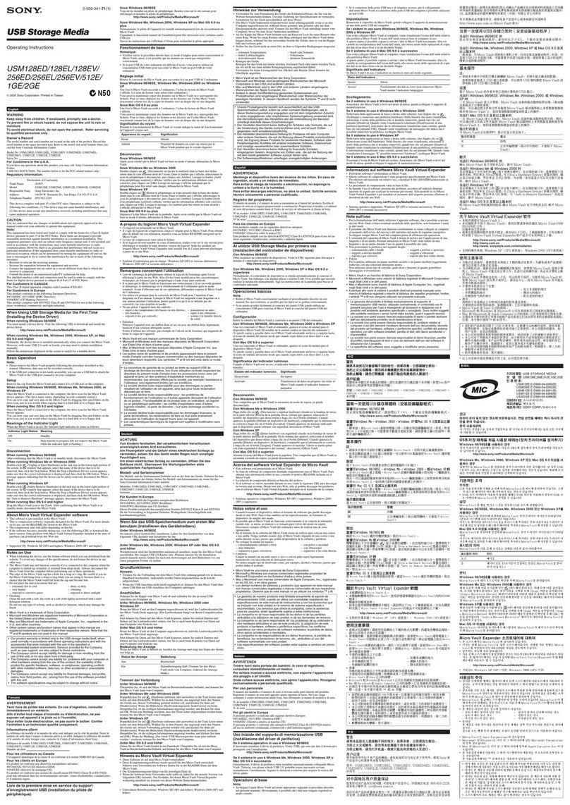 Sony USM1GE User manual