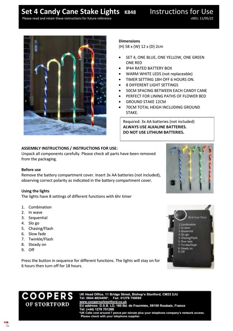 Coopers of Stortford K848 User manual