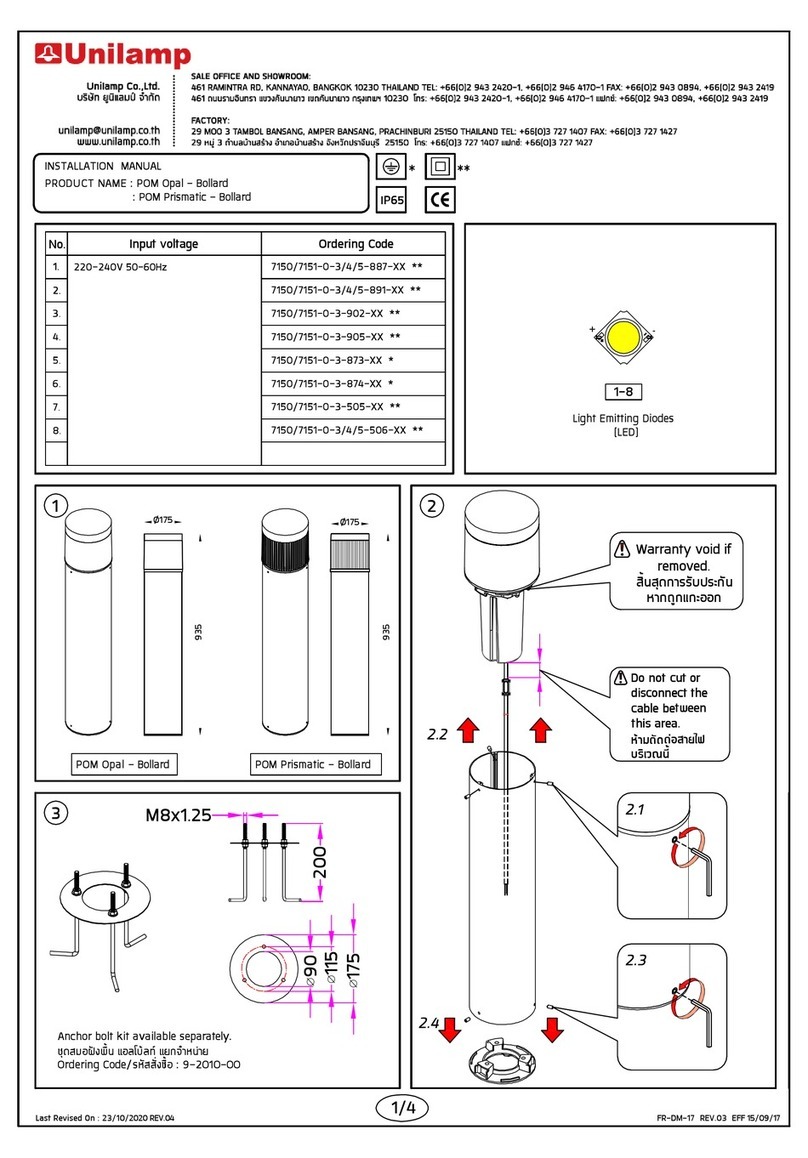 Unilamp POM Opal installation manual