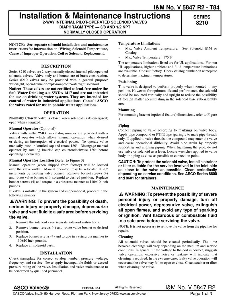ASCO Valves 8210 Series Installation and operating instructions