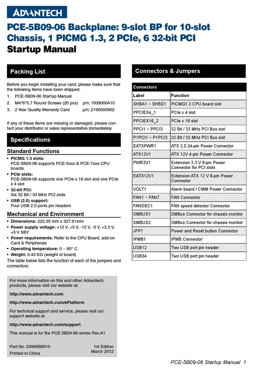 Advantech PCE-5B09-06 Startup manual