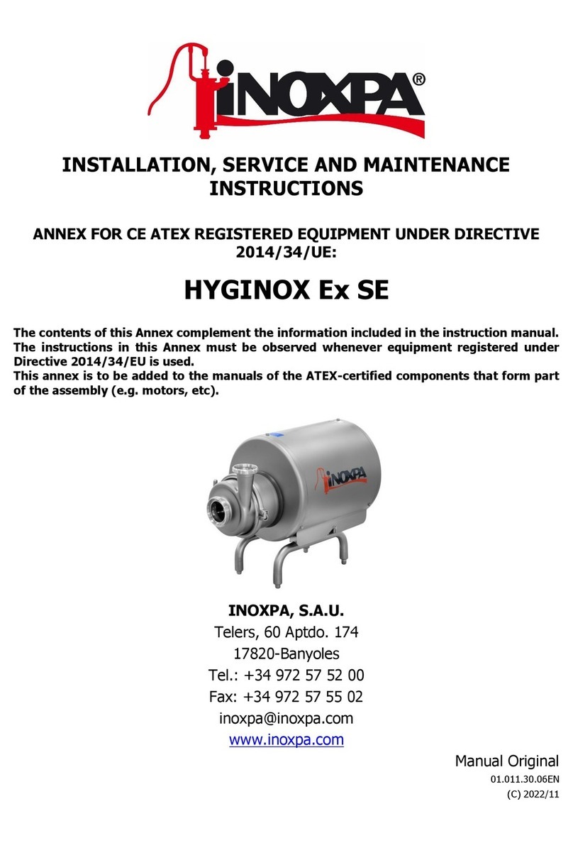 INOXPA HYGINOX Ex SE Installation, service and maintenance instructions