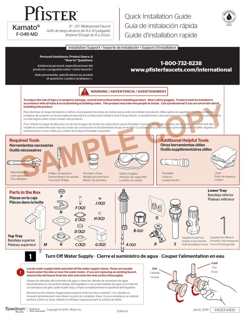 Spectrum Brands Pfister Kamato F-049-MD Quick installation guide