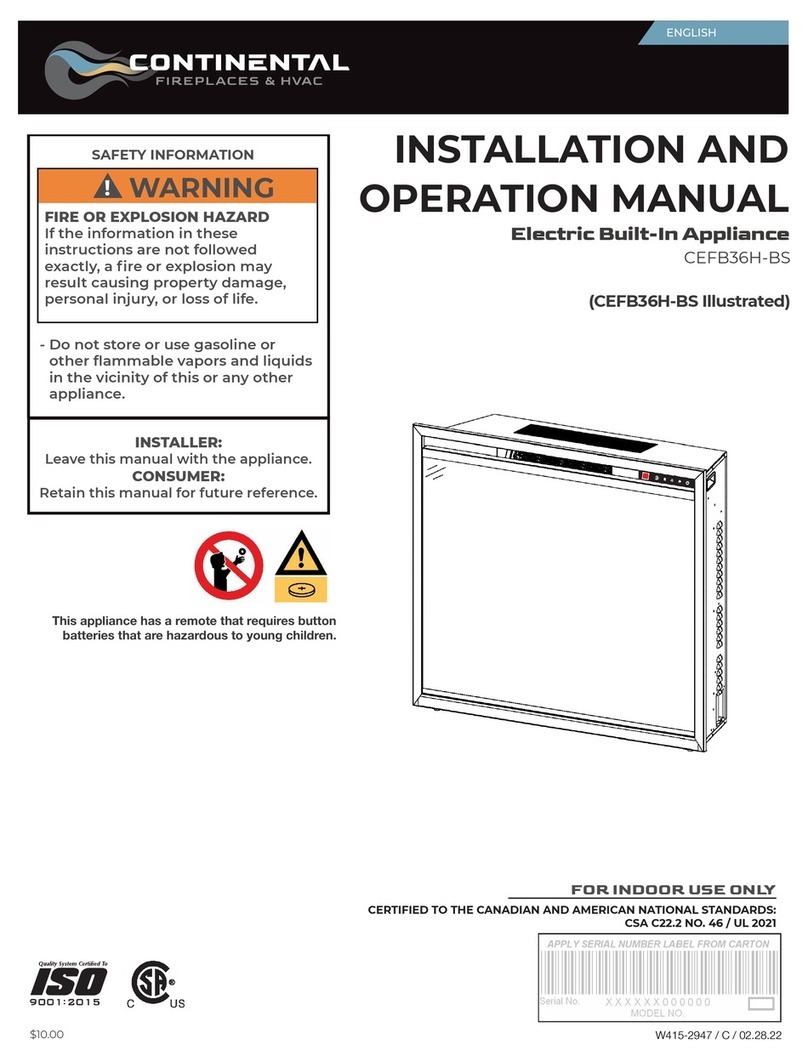 Continental Fireplaces CEFB36H-BS Installation and operation manual