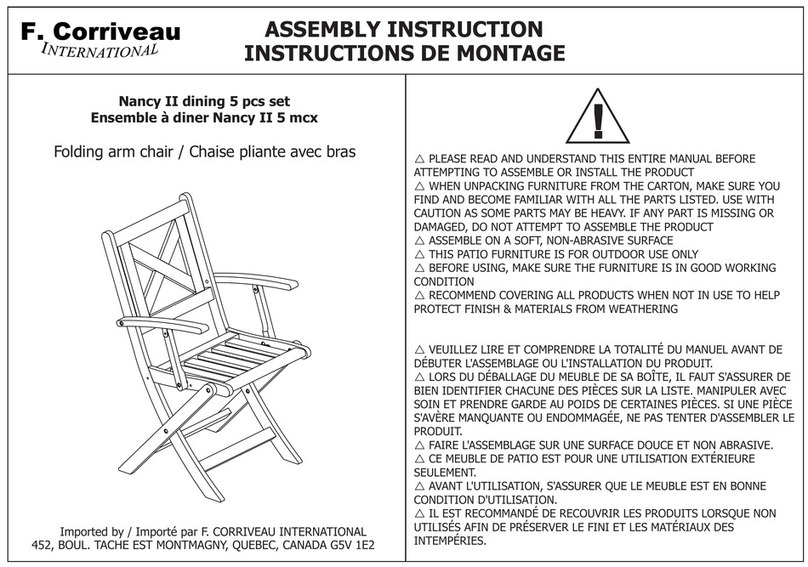 F. CORRIVEAU INTERNATIONAL Nancy II Dining set Assembly instruction F. CORRIVEAU INTERNATIONAL Nancy II Dining set Assembly instruction