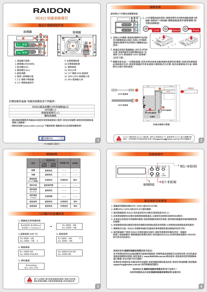 Raidon InTANK iR2822 Quick installation guide