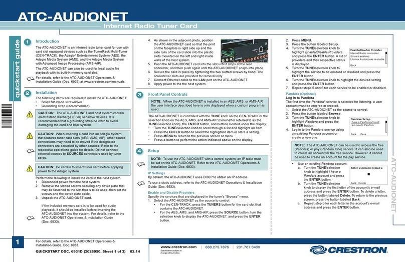 Crestron ATC-AUDIONET quick start guide