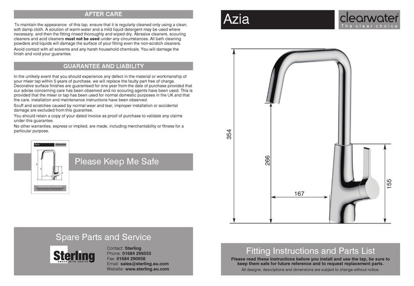 Sterling ClearWater Azia Fitting Instructions and Parts List