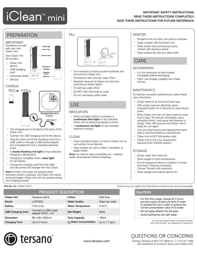 Tersano iClean mini LQFC200 quick start guide