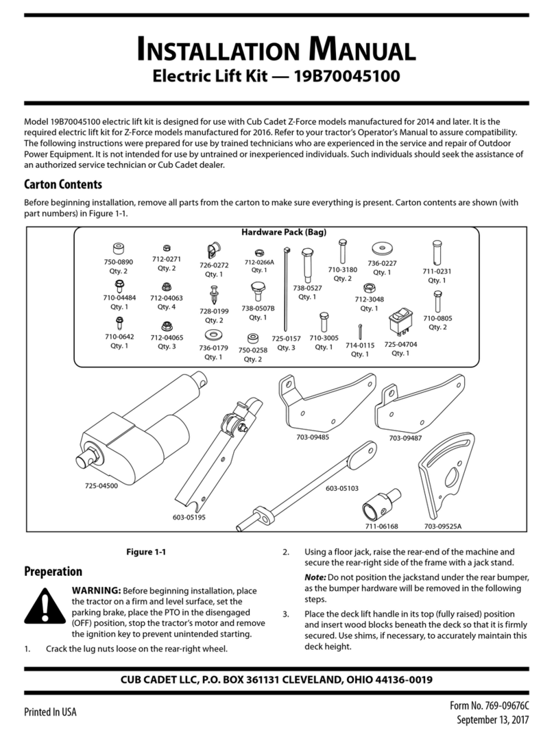 Cub Cadet 19B70045100 installation manual