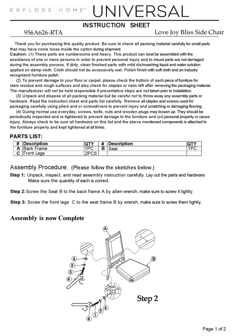 Universal EXPLORE HOME Love Joy Bliss 956A626-RTA instruction sheet