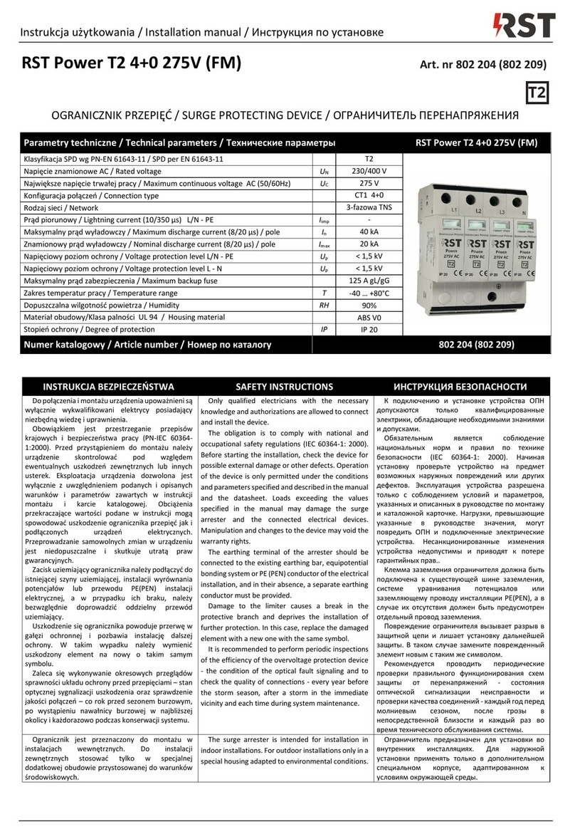 RST Power T2 4+0 275V (FM) installation manual